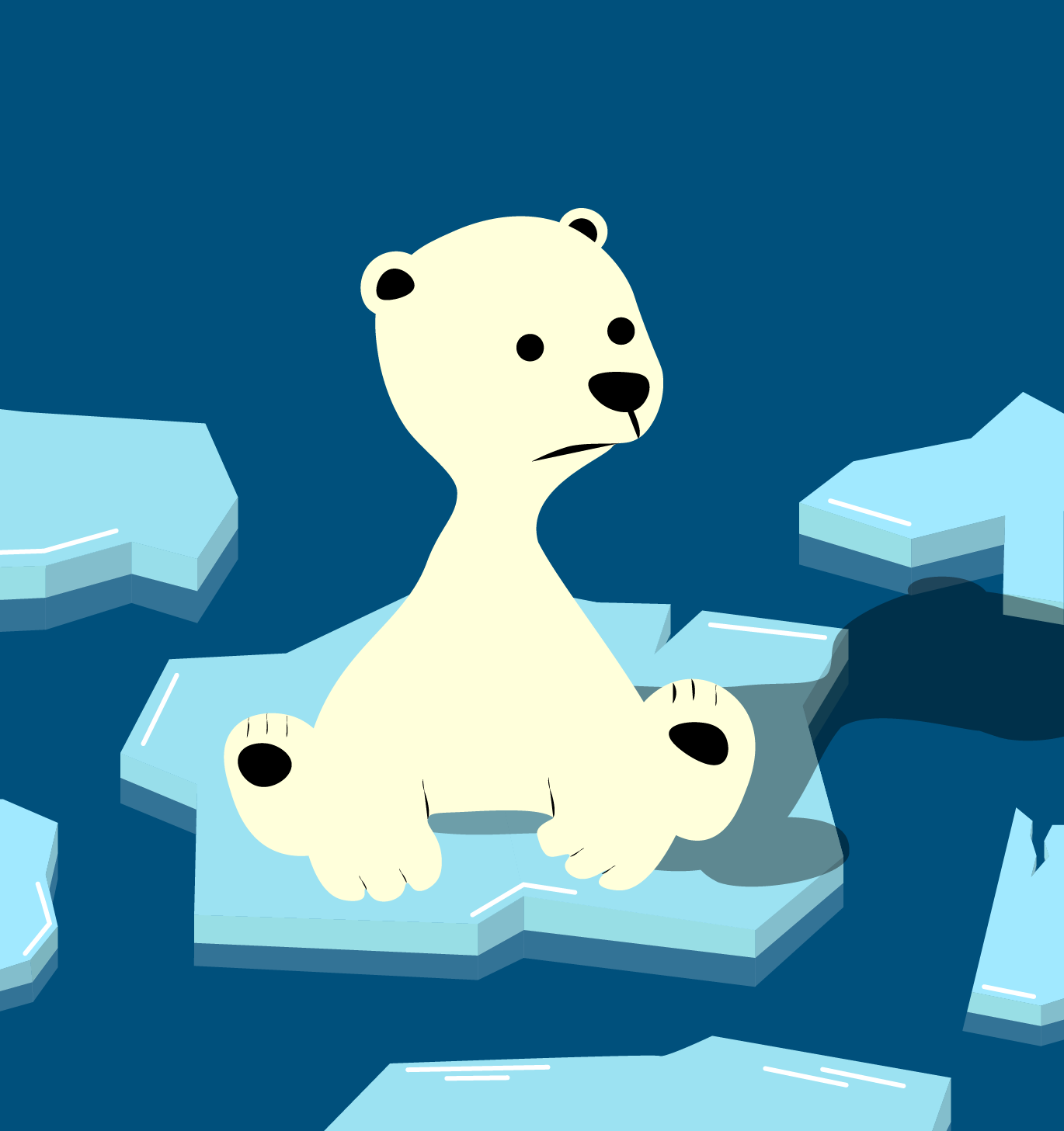 Illustrasjon av trist isbjørn